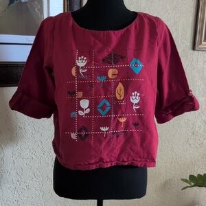 Women's Red Graphic Top